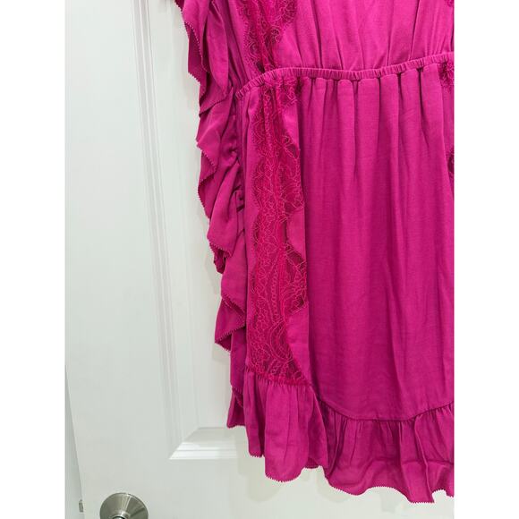 Iro Zestful Lace Ruffle Fuschia Short Dress Size 38/S NWT - Picture 6 of 7